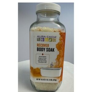 Aura Cacia Recover Body Soak Ginger Lime Pink Himalayan Salt Red Clay 18.5oz Jar